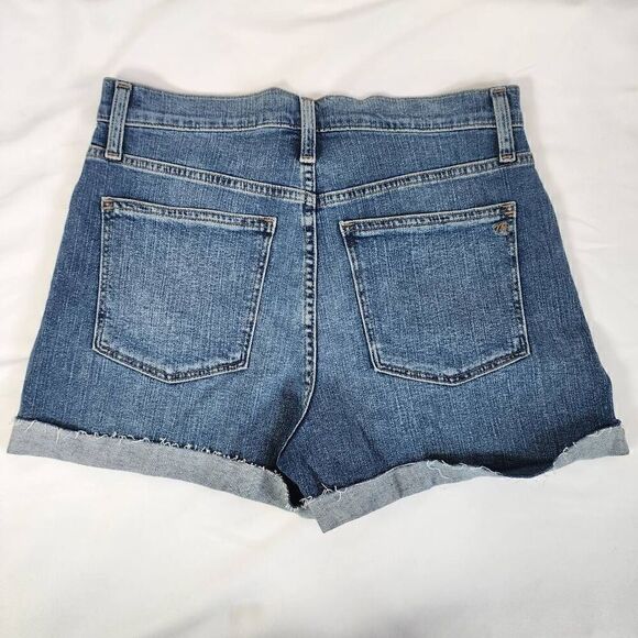 Madewell High-Rise Denim Shorts Raw Hem Cuff Size 27 C13 - Picture 9 of 16